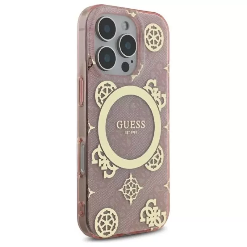 Guess GUHMP16LH4PYEEP iPhone 16 Pro 6,3 palca puzdro Pink Hardcase IML Peony On 4G Background MagSafe