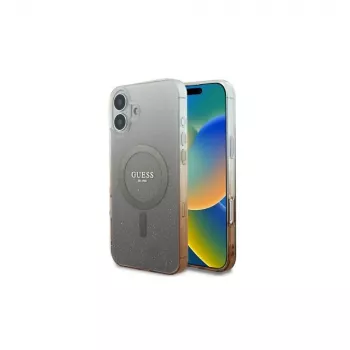 Guess IML Glitter Gradient MagSafe puzdro pre iPhone 16 (hnedá)