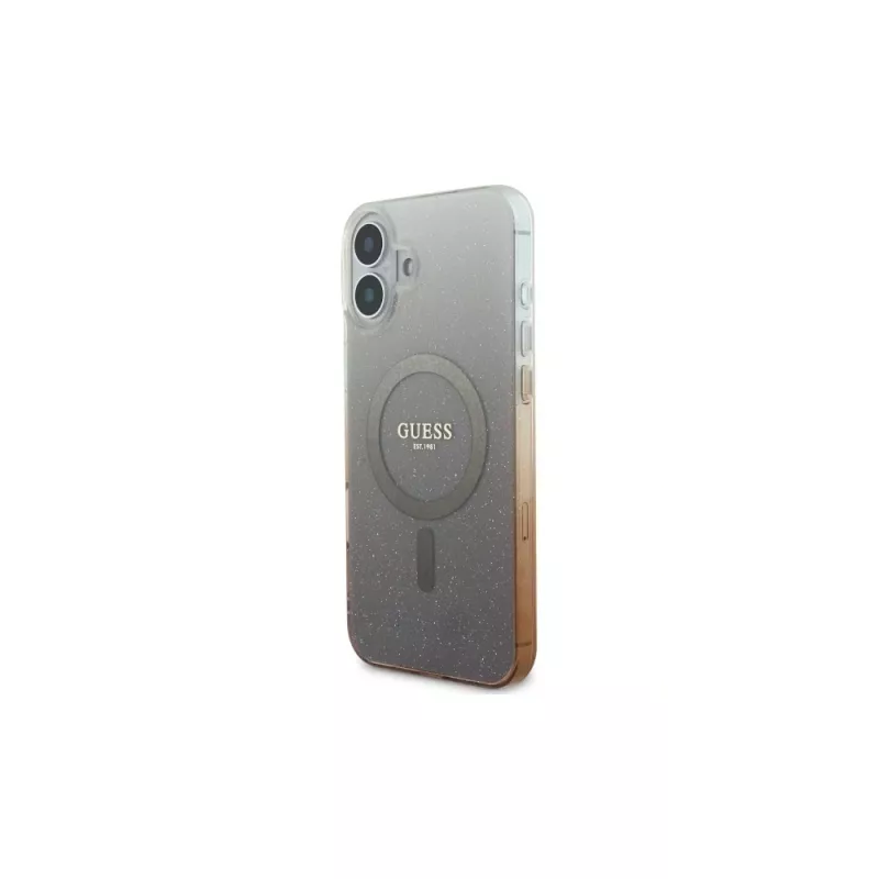 Guess IML Glitter Gradient MagSafe puzdro pre iPhone 16 (hnedá)