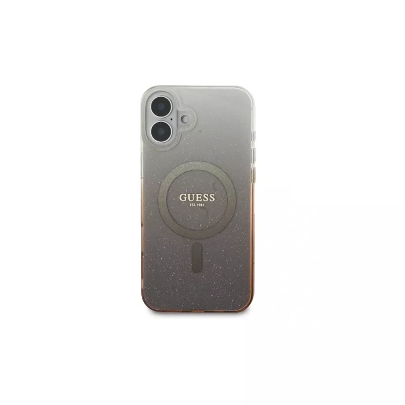 Guess IML Glitter Gradient MagSafe puzdro pre iPhone 16 Plus (hnedá)