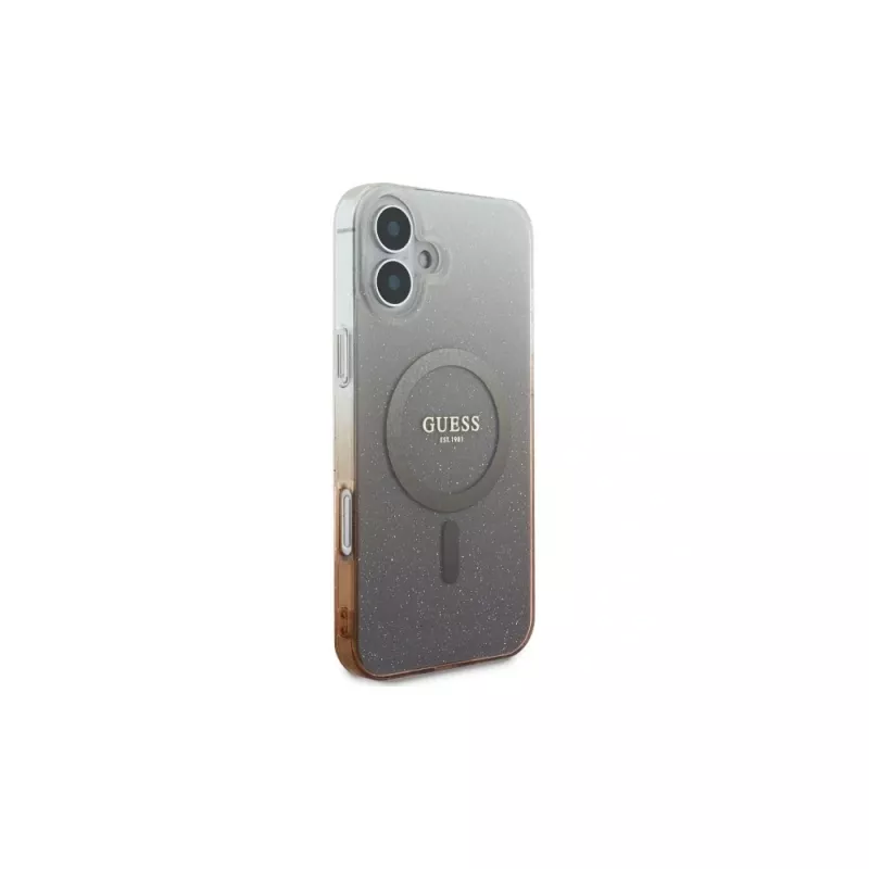Guess IML Glitter Gradient MagSafe puzdro pre iPhone 16 Plus (hnedá)