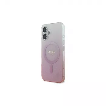 Guess IML Glitter Gradient MagSafe puzdro pre iPhone 16 (pink)