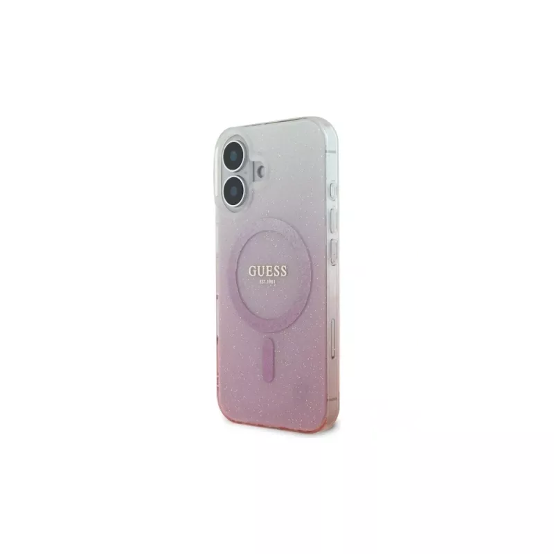 Guess IML Glitter Gradient MagSafe puzdro pre iPhone 16 (pink)