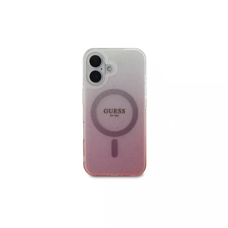 Guess IML Glitter Gradient MagSafe puzdro pre iPhone 16 (pink)