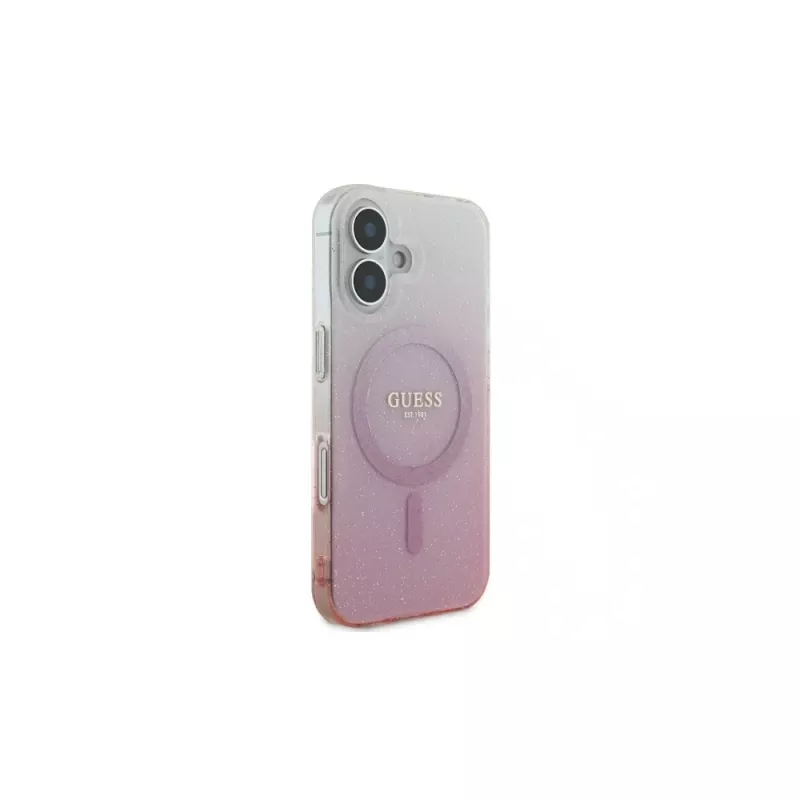 Guess IML Glitter Gradient MagSafe puzdro pre iPhone 16 (pink)
