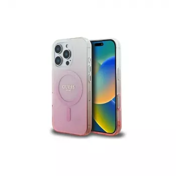 Guess IML Glitter Gradient MagSafe puzdro pre iPhone 16 Pro (pink)