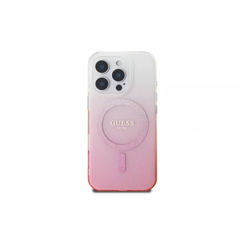 Guess IML Glitter Gradient MagSafe puzdro pre iPhone 16 Pro (pink)