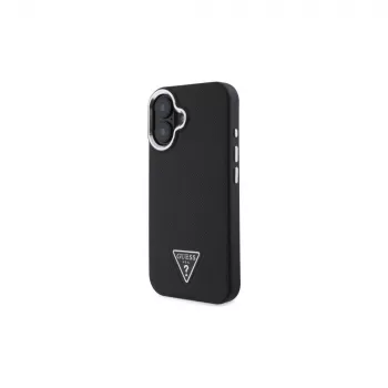 Guess GUHMP16SPGTSPSK iPhone 16 čierne puzdro Grained Triangle MagSafe