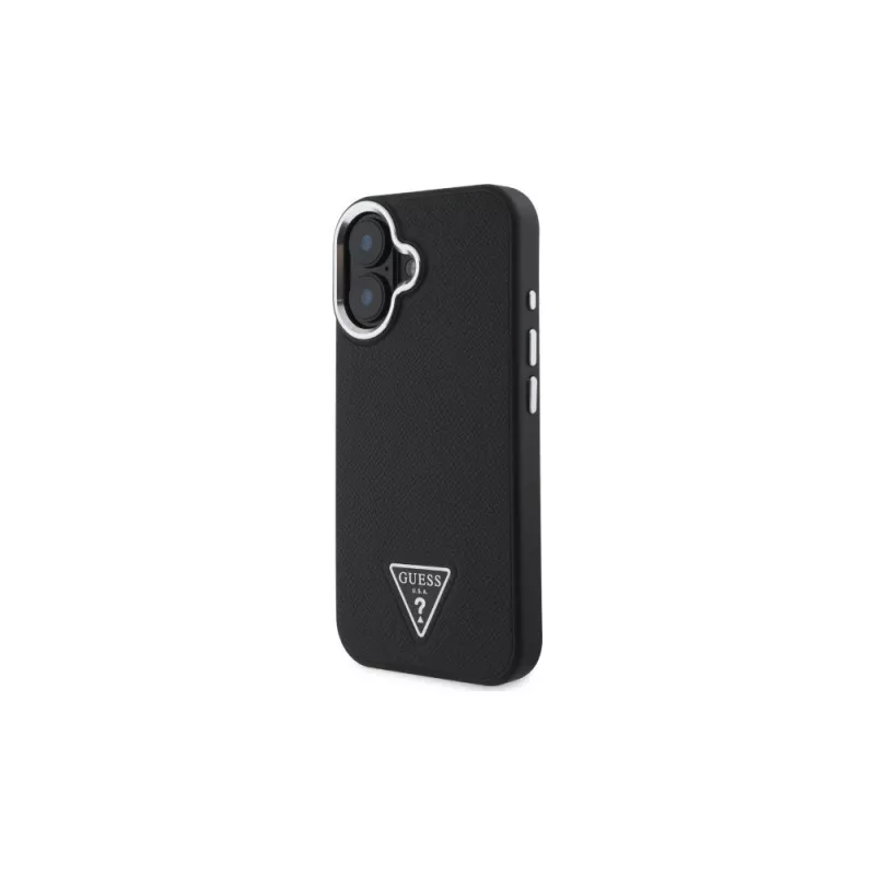 Guess GUHMP16SPGTSPSK iPhone 16 čierne puzdro Grained Triangle MagSafe