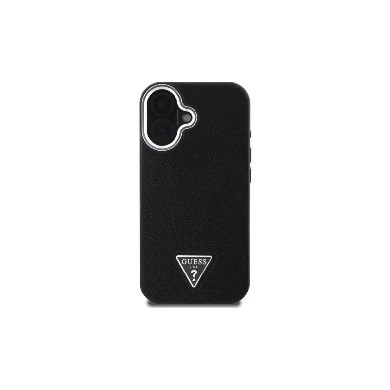 Guess GUHMP16SPGTSPSK iPhone 16 čierne puzdro Grained Triangle MagSafe