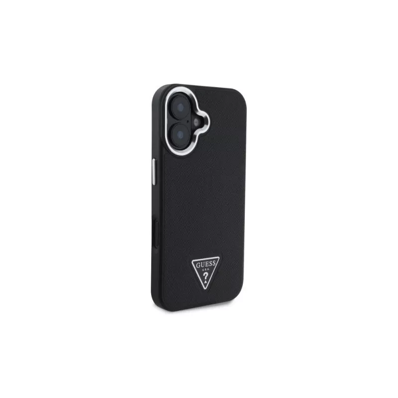Guess GUHMP16SPGTSPSK iPhone 16 čierne puzdro Grained Triangle MagSafe