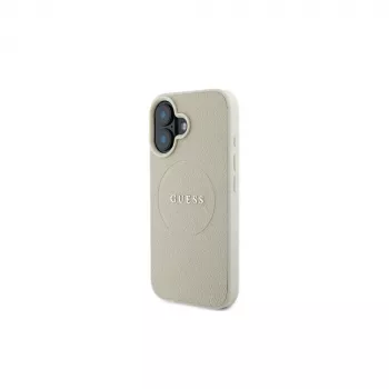 Guess GUHMP16SPGHSMME iPhone 16 béžové puzdro Grained Ring MagSafe
