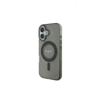 Guess IML Rhinestones MagSafe puzdro pre iPhone 16 Plus (čierna)