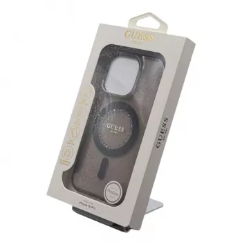 Guess GUHMP16LPFTDTEK pevné puzdro pre Apple iPhone 16 Pro 6,3 palca, čierna, IML kamienky, MagSafe