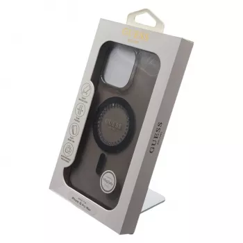 Guess IML Rhinestones MagSafe puzdro pre iPhone 16 Pro Max (čierna)