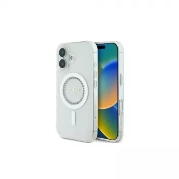 Guess GUHMP16SPFTDTEH puzdro IML Rhinestones MagSafe pre Apple iPhone 16 6,1 palca biela
