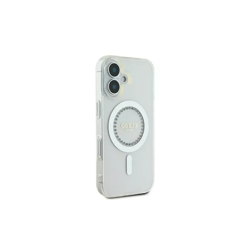 Guess GUHMP16SPFTDTEH puzdro IML Rhinestones MagSafe pre Apple iPhone 16 6,1 palca biela