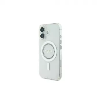 Guess GUHMP16MPFTDTEH puzdro IML Rhinestones MagSafe pre Apple iPhone 16 Plus 6,7 palca biela
