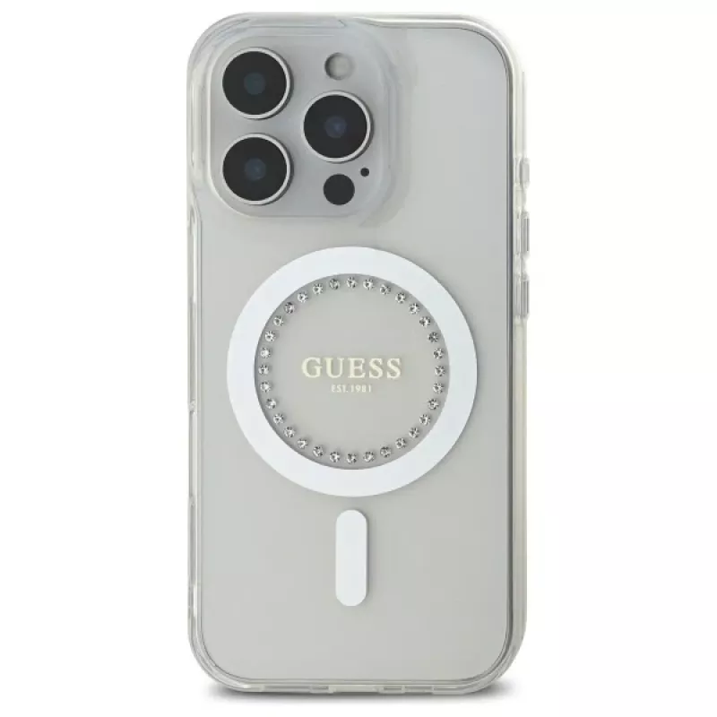 Guess GUHMP16XPFTDTEH puzdro pre Apple iPhone 16 Pro Max 6,9 palca biela IML kamienky MagSafe