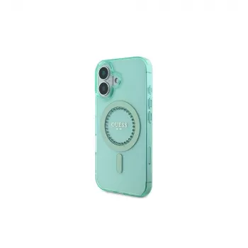 Guess GUHMP16SPFTDTEN iPhone 16 6,1 palca zelené puzdro IML Rhinestones MagSafe