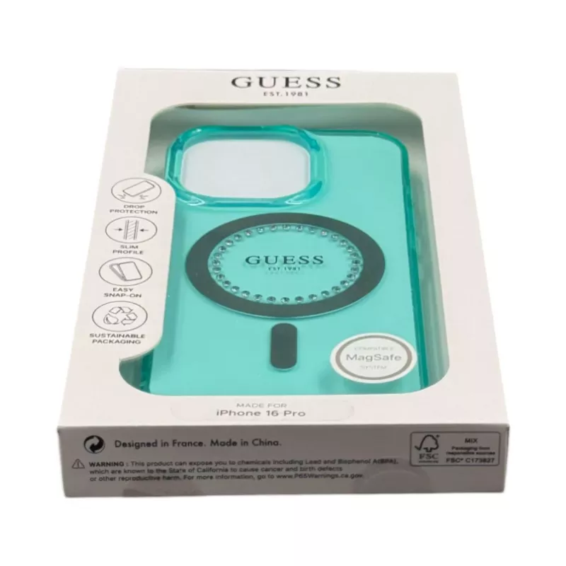 Guess GUHMP16LPFTDTEN iPhone 16 Pro 6,3 palca puzdro IML Rhinestones MagSafe zelená