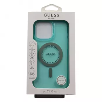Guess IML Rhinestones MagSafe puzdro pre iPhone 16 Pro Max (zelená)