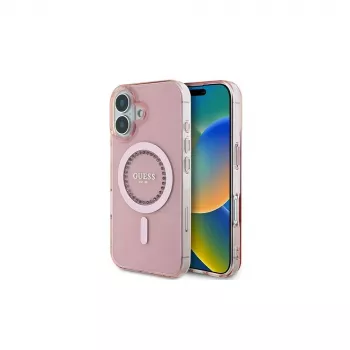 Guess IML Rhinestones MagSafe puzdro pre iPhone 16 (pink)