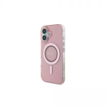 Guess IML Rhinestones MagSafe puzdro pre iPhone 16 (pink)