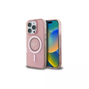 Guess GUHMP16LPFTDTEP puzdro IML Rhinestones MagSafe pre iPhone 16 Pro 6,3 pink