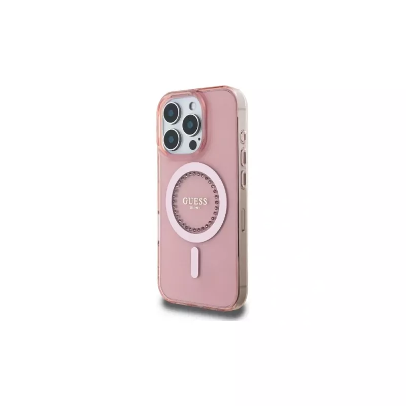 Guess GUHMP16LPFTDTEP puzdro IML Rhinestones MagSafe pre iPhone 16 Pro 6,3 pink