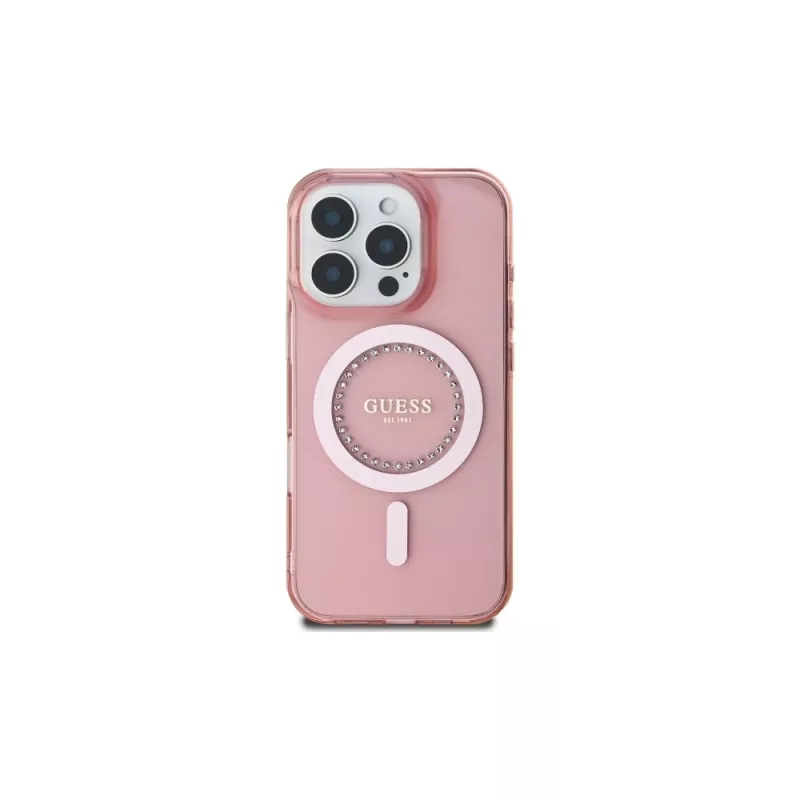 Guess GUHMP16LPFTDTEP puzdro IML Rhinestones MagSafe pre iPhone 16 Pro 6,3 pink