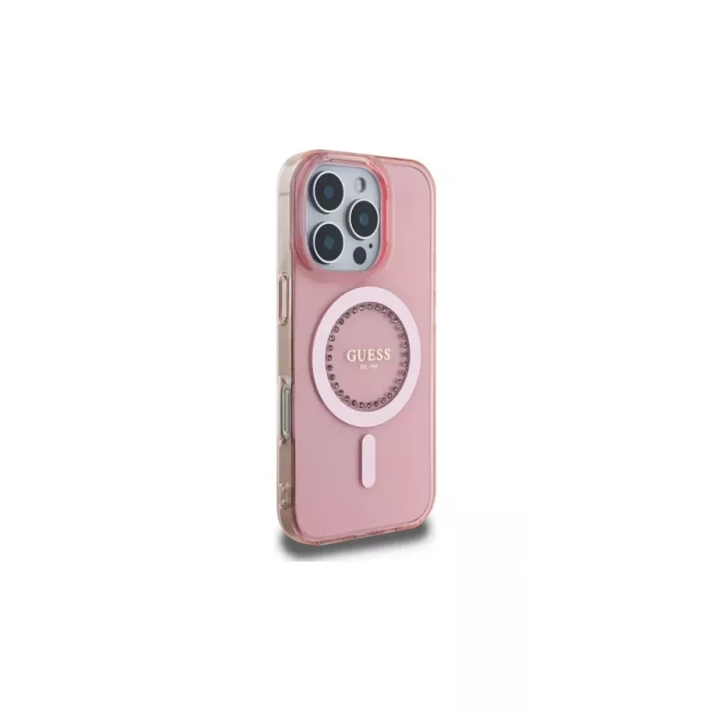 Guess GUHMP16LPFTDTEP puzdro IML Rhinestones MagSafe pre iPhone 16 Pro 6,3 pink