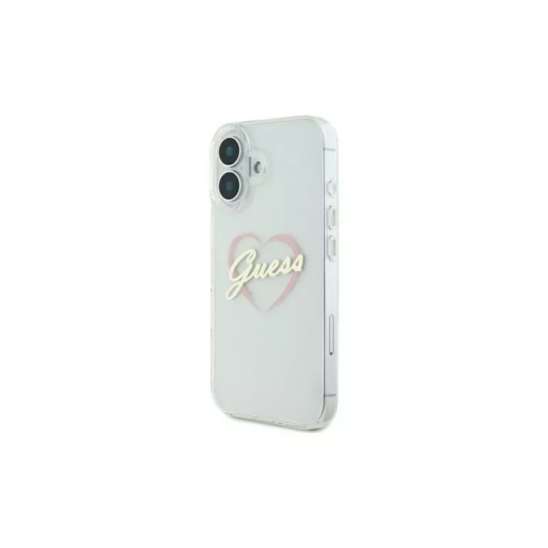 Guess GUHCP16MHCHGSPT pevné puzdro pre Apple iPhone 16 Plus, transparentné, IML Heart Pattern