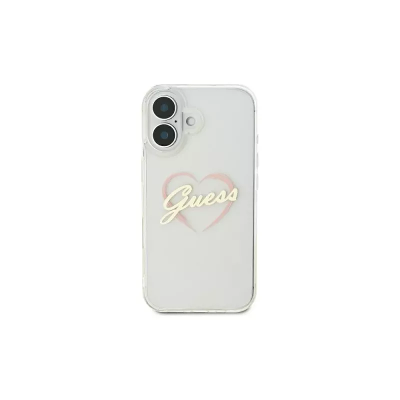 Guess GUHCP16MHCHGSPT pevné puzdro pre Apple iPhone 16 Plus, transparentné, IML Heart Pattern