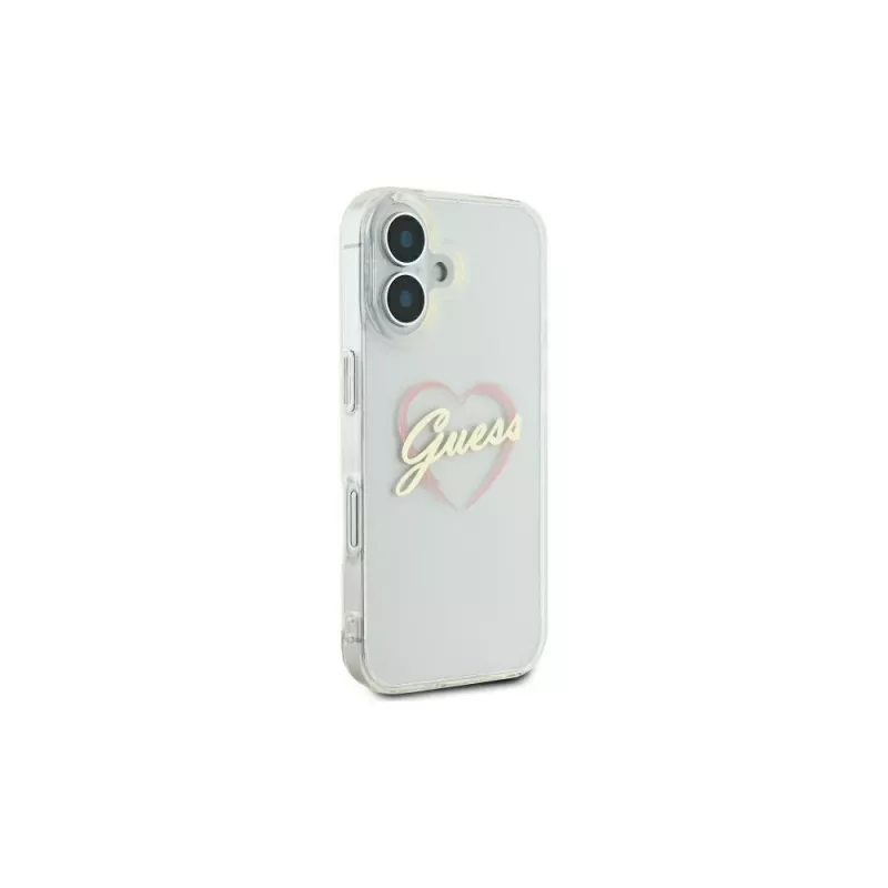 Guess GUHCP16MHCHGSPT pevné puzdro pre Apple iPhone 16 Plus, transparentné, IML Heart Pattern