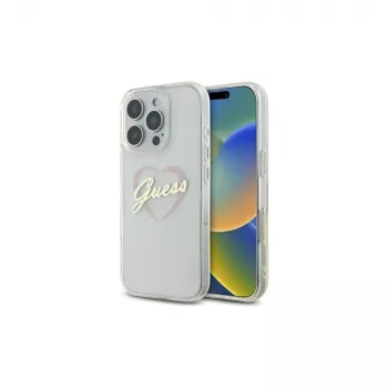 Guess GUHCP16LHCHGSPT IML Heart pevné puzdro pre Apple iPhone 16 Pro 6,3, transparentné