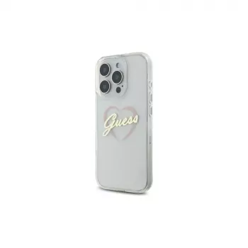 Guess GUHCP16LHCHGSPT IML Heart pevné puzdro pre Apple iPhone 16 Pro 6,3, transparentné