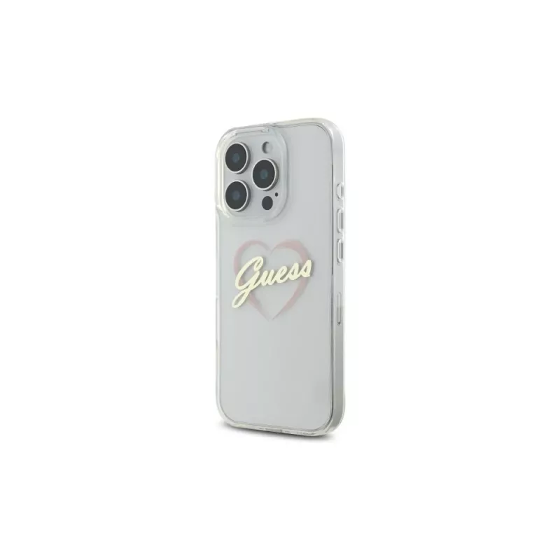 Guess GUHCP16LHCHGSPT IML Heart pevné puzdro pre Apple iPhone 16 Pro 6,3, transparentné