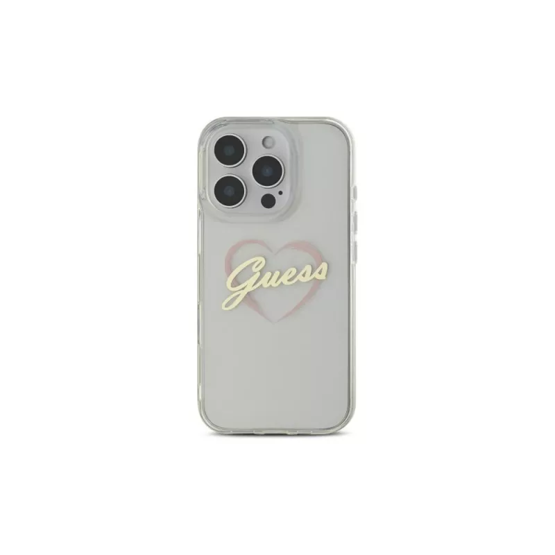 Guess GUHCP16LHCHGSPT IML Heart pevné puzdro pre Apple iPhone 16 Pro 6,3, transparentné