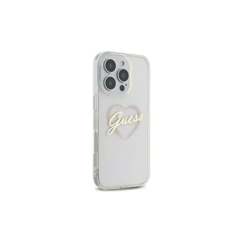 Guess GUHCP16LHCHGSPT IML Heart pevné puzdro pre Apple iPhone 16 Pro 6,3, transparentné