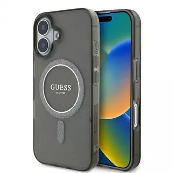 Guess GUHMP16MHFGEREK iPhone 16 Plus 6,7 čierne puzdro IML Glitter Circle MagSafe
