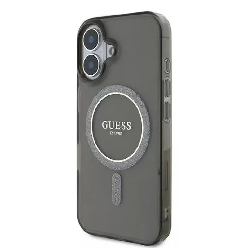 Guess GUHMP16MHFGEREK iPhone 16 Plus 6,7 čierne puzdro IML Glitter Circle MagSafe