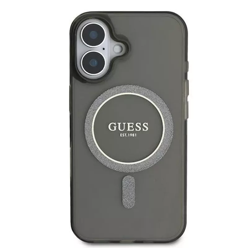 Guess GUHMP16MHFGEREK iPhone 16 Plus 6,7 čierne puzdro IML Glitter Circle MagSafe