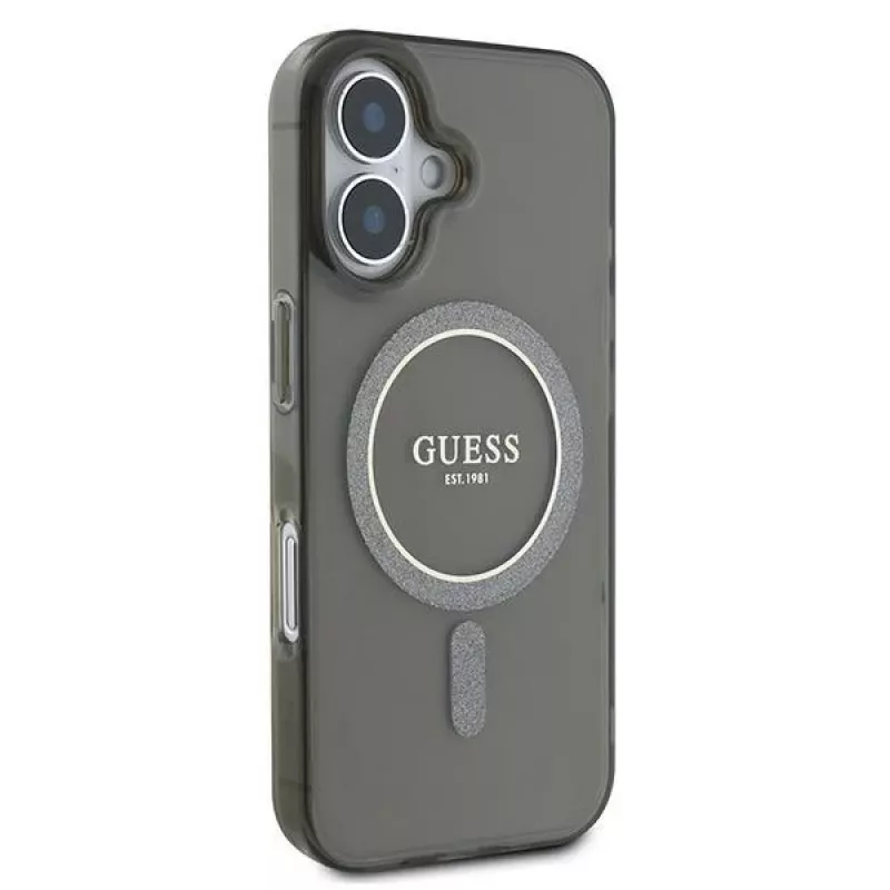 Guess GUHMP16MHFGEREK iPhone 16 Plus 6,7 čierne puzdro IML Glitter Circle MagSafe