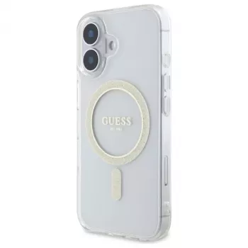 Guess GUHMP16MHFGERET iPhone 16 Plus 6,7 palca transparentné puzdro IML Glitter Circle MagSafe