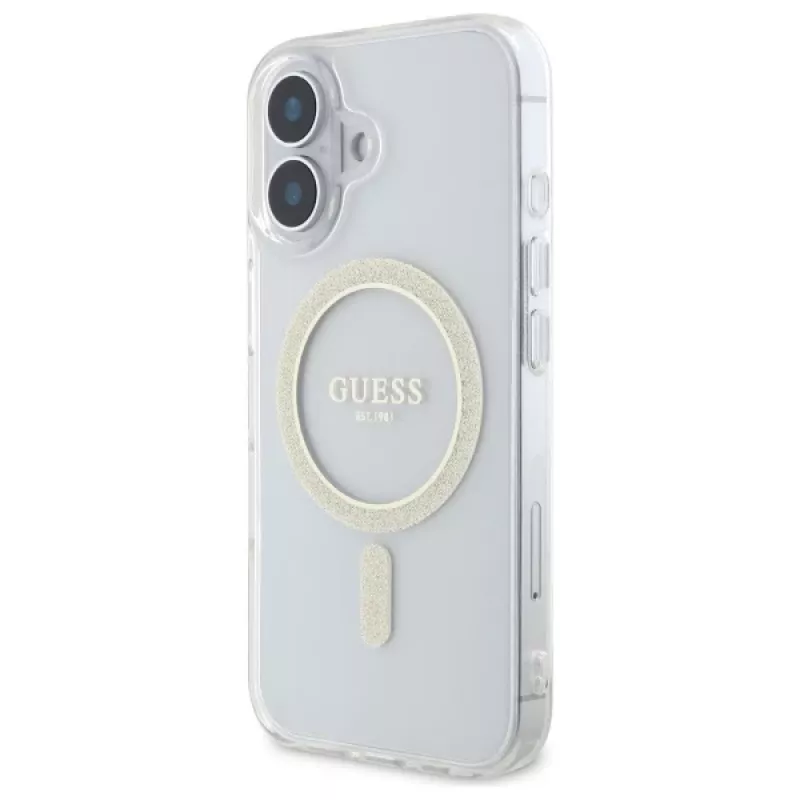 Guess GUHMP16MHFGERET iPhone 16 Plus 6,7 palca transparentné puzdro IML Glitter Circle MagSafe
