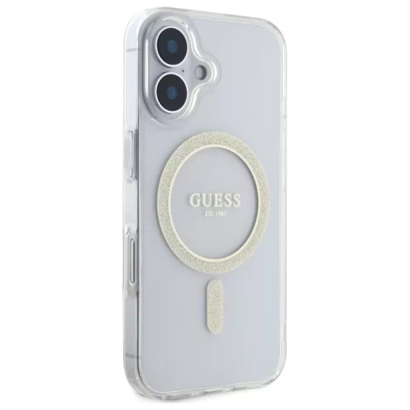 Guess GUHMP16MHFGERET iPhone 16 Plus 6,7 palca transparentné puzdro IML Glitter Circle MagSafe