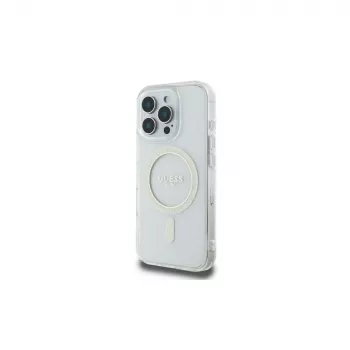 Guess GUHMP16LHFGERET iPhone 16 Pro 6,3 palca transparentné pevné puzdro IML Glitter Circle MagSafe
