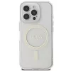 Guess Glitter Circle MagSafe pevné puzdro pre Apple iPhone 16 Pro Max (6,9 palca) – transparentné