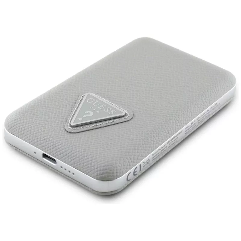 GUESS Grained Triangle bezdrôtová power banka 5000mAh 15W USB-C MagSafe béžová